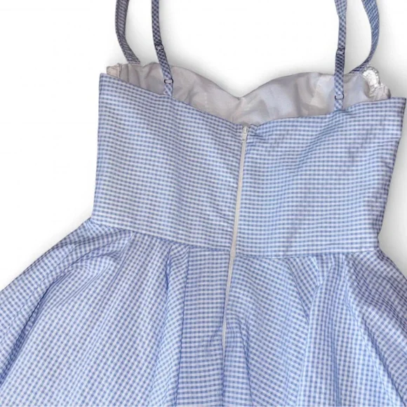 American Threads Blue and white gingham babydoll dress with ruffled bust - Picture 4 of 4